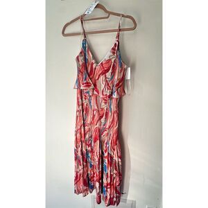 Adelyn Rae Women's XS Multicolor Pleated Blouson Midi Dress Party